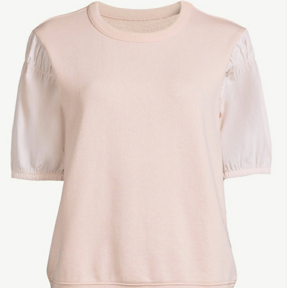 Free Assembly Pink Smocked Square Shoulder Mixey Top, New